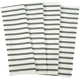 ROYALE Kitchen Towel 4 Pack - 100% Cotton Kitchen Dish Towel - Tea Towels - Reusable Cleaning Cloths - Highly Absorbent Bar Towel - Large Dish Towels - Wiping Cloth - (15x25 Inch, Black Stripe)