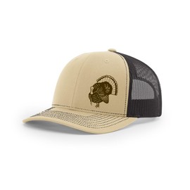 Turkey Hunting Sporting Collection Fully Embroidered Richardson 112 Snapback Trucker Cap Khaki/Coffee