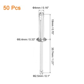 sourcing map 50Pcs 5/32"x3/4" Aluminum Round Head Tri Grip Rivets, Tri Grip Rivets Assortment Bulb Style Rivets for DIY, Sheet Metal, Automotive Repairs, Furniture, Marine Boat (Silver)