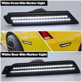 KEEGTBOX Smoked Lens LED Side Marker Lights Kit Front Rear Fender Bumper Lamps Compatible with Chevy Camaro 2010-2015 Dual Rows Bright White Side Marker Indicator Lamps Set (4PCS)
