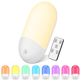 HOTUT Night Light Socket with Twilight Sensor, RGB Night Lamp Children with Timer & Remote Control, LED Night Light Socket Children, Night Light for Children's Room, Stairway, Hallway