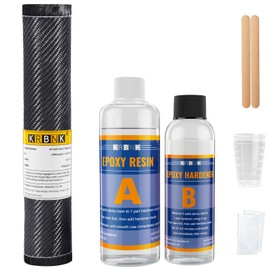 Krbnk 10FT Carbon Fiber Repair Kit, 12" Carbon Fabric Fiber Cloth Roll, 8OZ Epoxy Resin 4OZ Hardener, DIY Carbon Fiber Fabric Sheet Fibra de Carbono para Carro