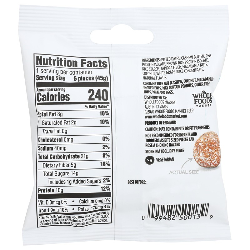 365 by Whole Foods Market, Coconut Macadamia Protein Chewy Bites,