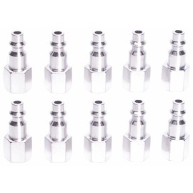 Canadian Tool and Supply (10-Pack) Chrome Plated Steel Air Tool Plugs/Quick Connects/M-Style, 1/4-Inch Female NPT Thread FNPT (10PC14FNPTP)