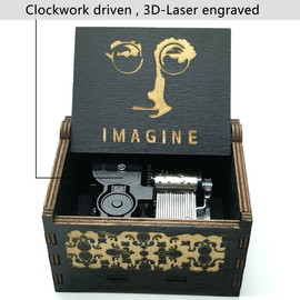 Imagine Music Box Imagine Music Box Wooden Engraved Gift Music Box with Hand Crank for Kids