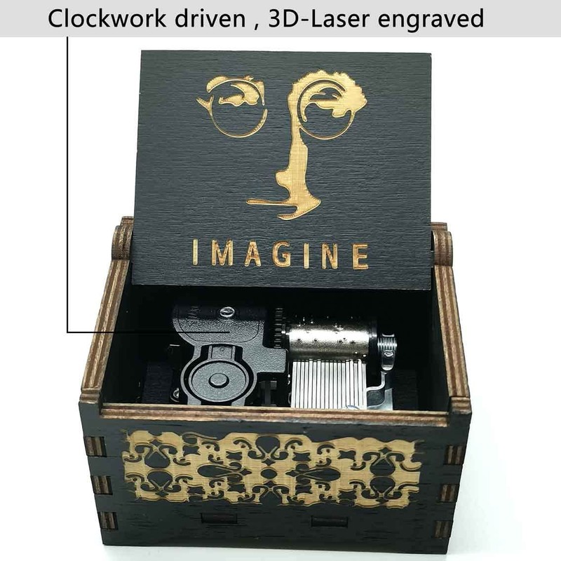 Imagine Music Box Imagine Music Box Wooden Engraved Gift Music