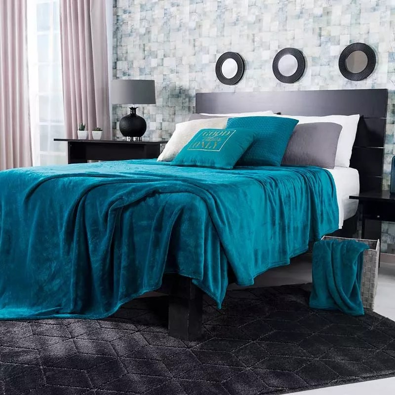 Vianney Cobertor Ligero King Size Azul Turquesa Elegante Vianney