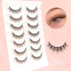 7 Paare 3D Brown Falsche Wimpern Katzenauge, Flauschiges Volumen Curly