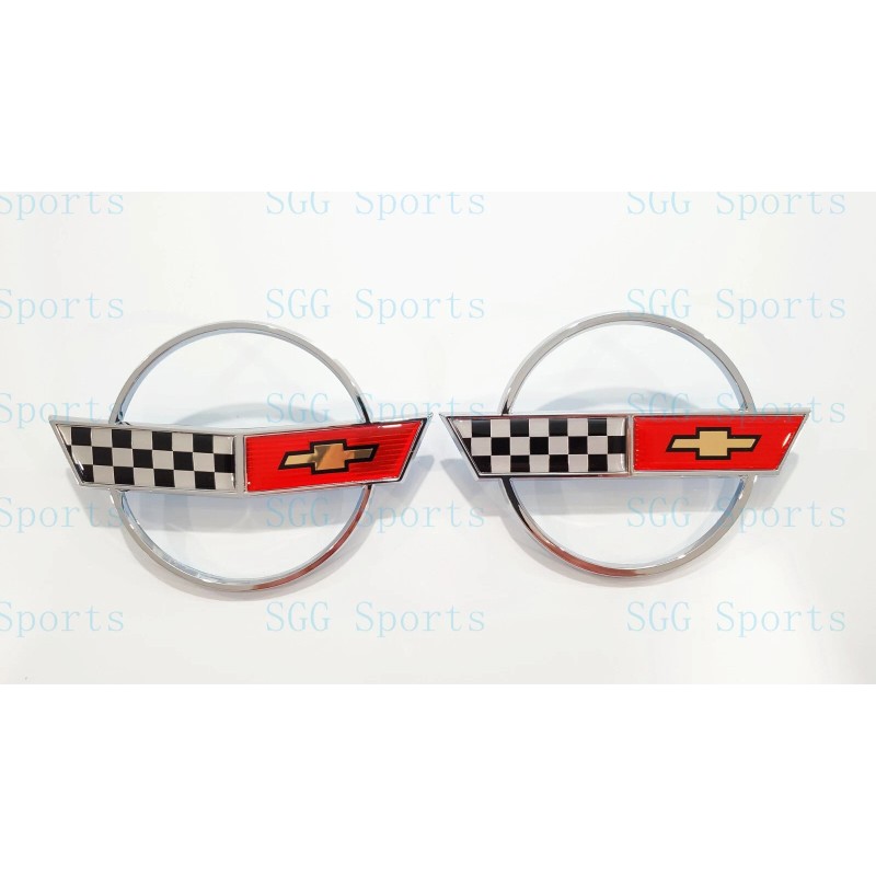 AUTO 2PC 1984-1996 C4 Corvette Chrome Red Front Nose Hood