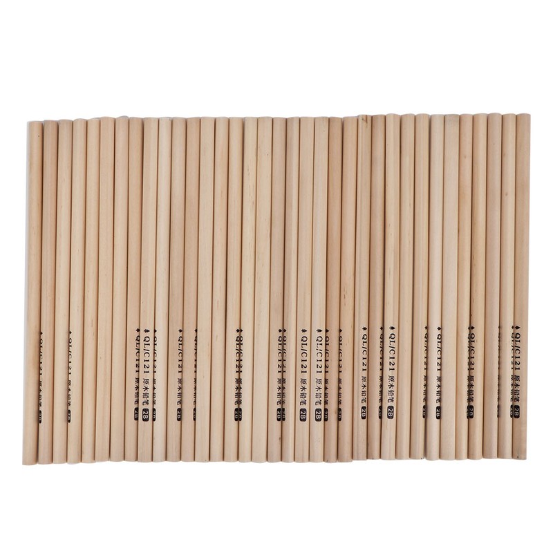 50PCS Environmental Protection Wooden HB 2B Pencil Graphite Writing Pencil(2B