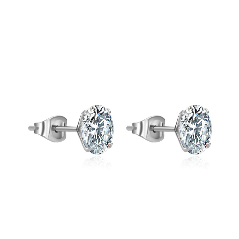 G23 Titanium CZ Stud Earrings for Sensitive Ears, Pure Titanium