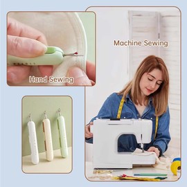 DZCYAOHL 3 Pcs 2 in 1 Needle Threader Seam Ripper - Multifunctional Portable Unpicker Sewing Tool, for Sewing Crafting Knitting Thread Removing Supplies (3 Colors).