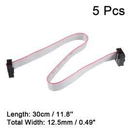 sourcing map IDC 10 Pins Connector Flat Ribbon Cable Female Connector Length 30cm 2.54mm Pitch,5pcs
