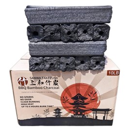 BBQ Bamboo Charcoal - Premium 100% Natural Chemical-Free Smokeless Fuel - Up to 7 Hours of Continuous Use - Long-Lasting - 10-Pound Packaging