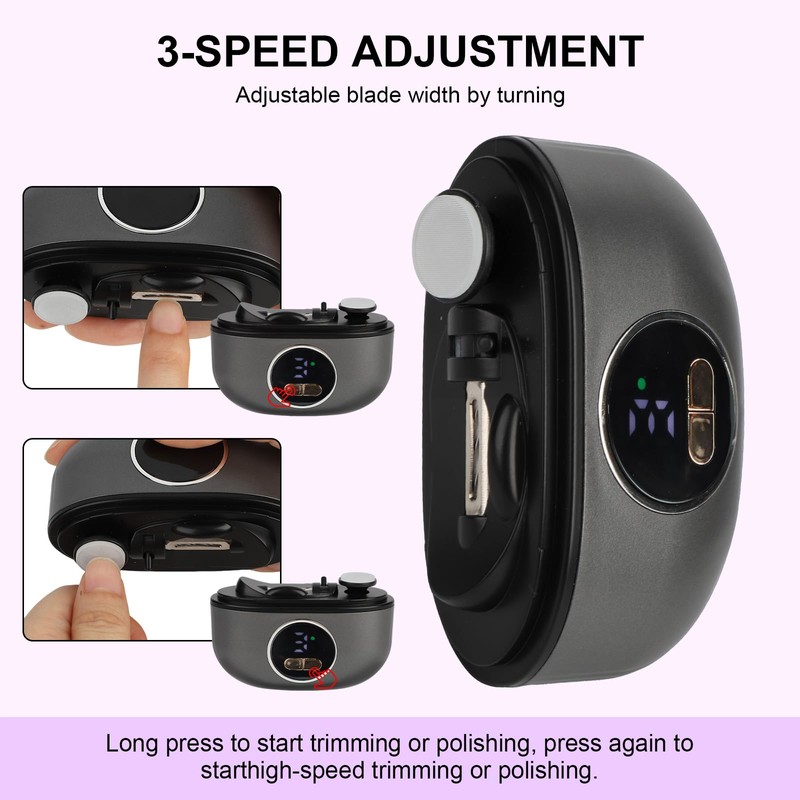 3-in-1 Electric Nail Clippers and Nail Files with LED Light