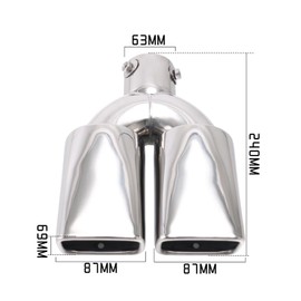 Dual Square Exhaust Tips 2.5" Inlet 3.4" Outlet 9.5" Length - Threaded Rolled Edge Polished Stainless Steel Tips with Drain Holes for Enhanced Style & Durability
