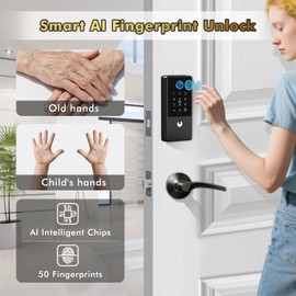 Biometric Smart Lock Deadbolt. Keyless Entry Door Lock with App Control & Remote Code Generation, Electronic Fingerprint Keypad for Home Airbnb Rental. Auto-Lock Anti-Peep Matte Black