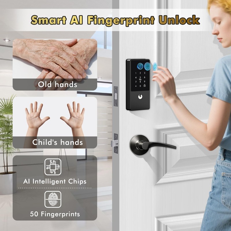 Biometric Smart Lock Deadbolt. Keyless Entry Door Lock with App
