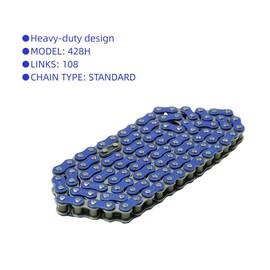 Dreammotion Motorcycle Drive Chain 420/428 108L for SSR Poteau Fresco Apollo Honda Kawasaki ATV Pit Mud Bicycle (428, Blue)