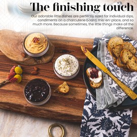 Vikko Small Dipping Bowls, Set of 4 Mini Soy Sauce Dish, 3" Stoneware Dipping Sauce Cups, Pinch Bowls, Decorative Sauce Bowls for Dips, Condiments, Charcuterie Boards Microwave and Dishwasher Safe