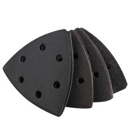Velcro sanding triangles for delta sanders, 93 x 93 x 93 mm, 6 holes, triangular sanding pads, pack of 40, sanding paper, grain size P60, P80, P120, P240 MAXMAN