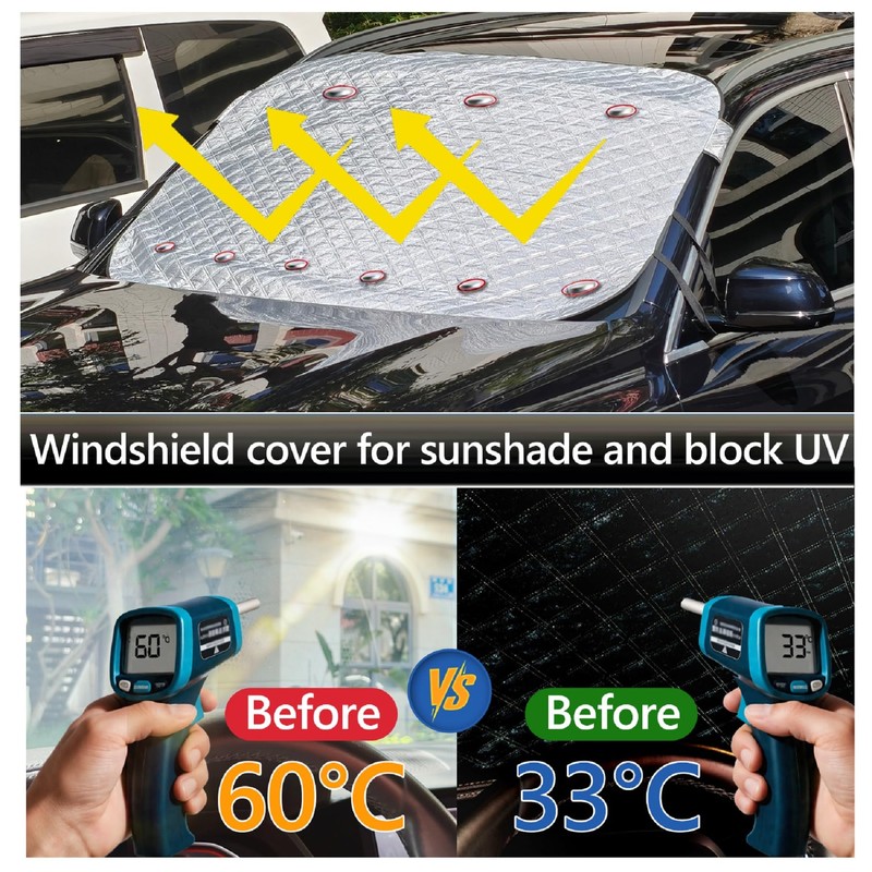 Laihur Car Windscreen Cover, Windscreen Sun Shade, 9 Magnet, Block