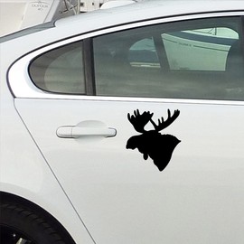 NBFU Moose Head Explore Adventure Wildlife 1 (Black) (Set Of 2) Premium Waterproof Vinyl Decal Stickers For Laptop Phone Accessory Helmet Car Window Bumper Mug Tuber Cup Door Wall Decoration