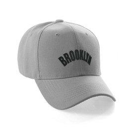 Daxton USA Cities States Baseball Hat Cap Arch Letters, Brooklyn Grey Black