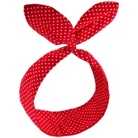 HYFEEL Wire Headbands for Women Bow Bandana Hair Scarf Hairbands Cute Knotted Hair Accessories 50s Retro Head Wraps Turban (Red Polka Dot)