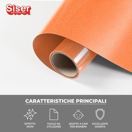 Siser Glitter Neon Orange, 30 cm x 0.5 m, Thermal Transfer Vinyl Glitter for Customising Fabrics, Clothing and Accessories, Craft Items, Easy to Cut