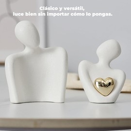 Estatua de Cerámica de Abrazándose, Figura de Pareja de Cerámica Elegante con Decoración de Corazón para Un Romántico en El Hogar y Decoración Moderna para El Hogar Mesa de Centro u Oficina
