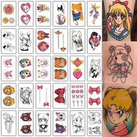 Tattoo stickers 30 sheets Cartoon Sailor Moon Ribbon Cute tattoo stickers, 1 set, Sailor Moon / 타투스티커 30장 만화 세일러문 리본 귀여운 문신 스티커, 1세트, 세일라터투
