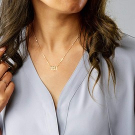 2Pcs Zodiac Sign Necklace for Women 12 Constellation Necklace CZ Astrology Zodiac Gift for Women (Aquarius)