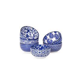 Selamica Ceramic 4 OZ Dipping Bowls Set, 3.5 Inch Mini Bowls for Dipping, Side Dishes, Microwave Dishwasher Safe, Set of 6, Vintage Blue