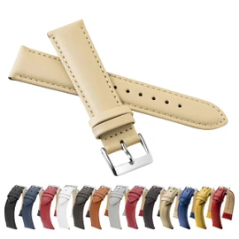 MARCHEL Smooth Leather LLB Leather Strap, Genuine Leather Watch Strap, Cowhide, Fine Leather, beige, Classic