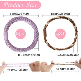 Knekkies Hair Scrunchies, Pack of 17 Elastic Hair Bobbles Without Metal Hair Scrunchies Braided Boho Bracelets for Women Girls for Thin/Thick/Medium/Long Hair (Mixed Colour)