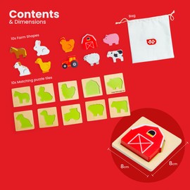 Bigjigs Toys Farm Feel and Find Puzzle - 10 Piece Wooden Sensory Puzzle, Quality Educational Puzzles, Early Learning Gifts & Farm Toys, Montessori Toy