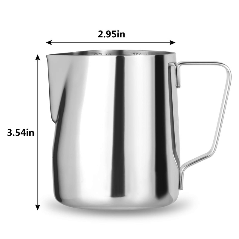 Milk Frothing Pitcher, 12 Oz Milk Frother Steamer Cup Stainless