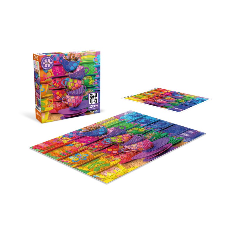 Ceaco – Rainbow Teacups - 300 Piece Jigsaw Space Saver