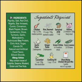 Shan - Malay Chicken Biryani Seasoning Mix (60g) - Spice Packets for Chicken Layered Pilaf (Pack of 6)