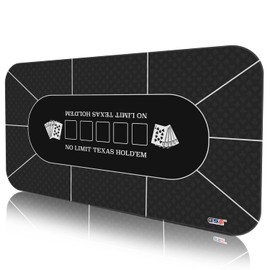 GSE 70" x 35" Portable Professional Casino Texas Hold'em Poker Tabletop Layout Mat with Carrying Bag, Non-Slip Rubber Texas Hold'em Poker Layout Table Top Cover for Parties, Home Entertainment
