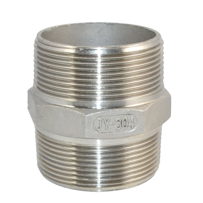 Megairon 2" x 2" NPT Male Threaded Hex Nipple,Stainless Steel