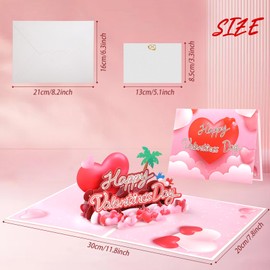 Bighan Pop Up Valentine's Day Card, 3D Valentine's Day Pop Up Greeting Cards Anniversary Pop Up Cards for Kids Men and Women Family, A