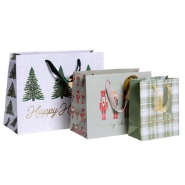 Gartner Studios Premium Christmas Gift Bags, 8 Count of Various Sizes and Designs, Elegant Gold Foil Details, and Coordinating Inside Pattern, Perfect Christmas Bags for Gifts, Holiday Gift Bags for Festive Occasions