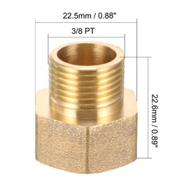 sourcing map Brass Threaded Pipe Fitting G3/8 Male x G1/2 Female Coupling 3pcs