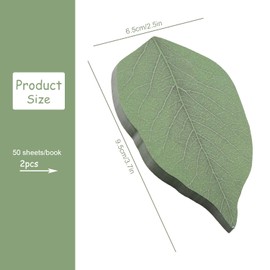 Luckious 100 Sheets Sticky Notes - Green Leaf-Shaped Self Stick Notes, 2 Packs Sticky Memo Pads for DIY Decoration, School, and Home Uses