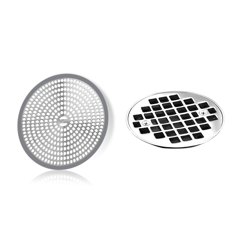 LEKEYE Shower Hair Catcher Drain Protector Strainer-Steel & Silicone 2