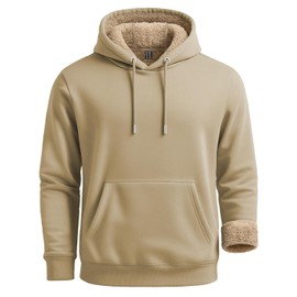 Boladeci Fuzzy Hoodie Pullover Sweatshirts Unisex Cold Weather Sudaderas De Hombre Plain Comfy Winter Hoodies Mens Lined Hoodie Size L Large Khaki