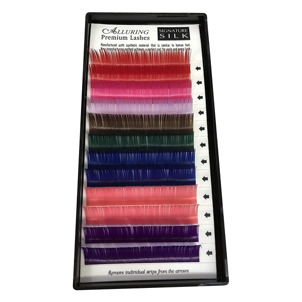 Alluring Silk Mixed Color Lashes C Curl for Eyelash Extensions (C .20 x14mm)
