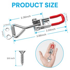 pwkauka 6 Pack Toggle Latch Clamp 4001, Adjustable Quick Release Pull Latches, toggle latch for Smoker Lid Jig, Tool Box, Cooler, Trunk & Case, Heavy Duty 330Lbs Holding Capacity (24pcs Screws)